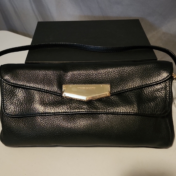 Vince Camuto Black Leather Bag with Gold Detail - Picture 3 of 8